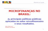 MICROFINANÇAS NO BRASIL - bcb.gov.br · Objetivos da política de microcrédito e microfinanças ... Uso do fundo de aval de Sebrae (Fampe) e Funproger no ... dados de proteção