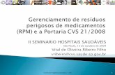 II SEMINARIO HOSPITAIS SAUDÁVEIS - Centro de Vigilância ... 2009 13 1620 Vital de Oliveira... · Embalagem primária de medicamento listado no ... solução intravenosa de medicamentos