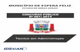 TÉCNICO EM ADMINISTRAÇÃO‰CNICO EM... · 2018-03-21 · CONCURSO PÚBLICO – MUNICÍPIO DE ESPERA FELIZ/MG Cargo: Técnico em Administração (37-T)