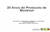20 Anos do Protocolo de Montreal - cetesb.sp.gov.br · treinamento de refrigeristas; z Estímulo àreciclagem e regeneração do passivo ambiental das SDOs, com a criação de centros