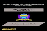 ASSISTENTE SOCIAL CRAS - idecan.org.br SOCIAL CRAS.pdf · concurso pÚblico – municÍpio de santana do deserto/mg Cargo: Assistente Social CRAS (02-M) Prova aplicada em 18/05/2014