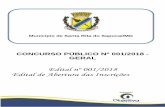 Edital nº 001/2018 Edital de Abertura das Inscrições · estado de minas gerais municÍpio de santa rita do sapucaÍ concurso pÚblico nº 001/2018 - geral página 2 de 79 o municÍpio