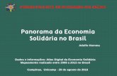 Panorama da Economia Solidária no Brasil · mecanismo de inclusão social dos menos favorecidos) Desafios a serem inseridos na agenda da Economia Solidária 4. Construir um outro