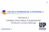 Semana 2 Limites Uma Ideia Fundamental - Professor Luciano ... · definida por f(x) = x + 1 para valores de x próximos de 2, ou seja, quando x “tende” à 2. x y=x+1 1 1,5 1,9
