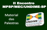 Material Palestras - undime-sp.org.br · Parâmetros Nacionais de Qualidade para as Instituições de Educação Infantil (Vol. n. 2 –Brasília: MEC, 2006). Diretrizes Curriculares