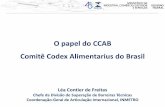 O papel do CCAB Comitê Codex Alimentarius do Brasil · A Comissão do Codex Alimentarius é o órgão estabelecido para desenvolver as normas para alimentos no âmbito do Programa