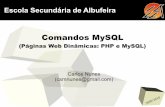 Comandos MySQL · Carlos Nunes 7 Tipo de dados String Tipo Tamanho CHAR(M) M × w bytes, 0