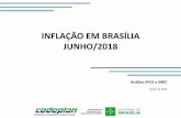 INFLAÇÃO EM BRASÍLIA JUNHO/2018 · •Decomposição por grupos e destaques do mês; •Análise da trajetória, núcleos e difusão; •INPC: comparando Brasil, Brasília e demais