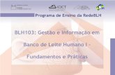 BLH103: Gestão e Informação em Banco de Leite Humano I ... · Programa de Ensino da RedeBLH ... – Contribuir para o aprimoramento do desempenho das instituições integrantes