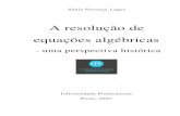 A resolução de equações algébricasrepositorio.uportu.pt/bitstream/11328/567/2/TMMAT 90.pdf · No terceiro capitulo estudamos ... estudam as equações algébricas dos primeiro