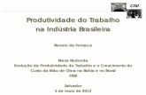 Produtividade do Trabalho na Indústria Brasileira do... · na Indústria Brasileira . ... Evolução da Produtividade do Trabalho e o Crescimento do Custo da Mão de Obra na Bahia