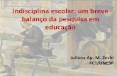 Indisciplina escolar: um breve balanço da pesquisa em educação · a violência manifesta em meio escolar se expressa nas formas física, não-física (psicológica, moral e simbólica)