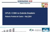 OPUS: O BIM no Exército Brasileiro - planejamento.gov.br · OBRA Plano de Obras ... desenvolvimento de projetos em CAD bidimensionais por modelos 3D ... acesso a um Portal semelhante