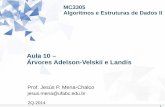 Aula 10 – Árvores Adelson-Velskii e Landisprofessor.ufabc.edu.br/~jesus.mena/courses/mc3305-2q-2015/AED2-10.pdf · Devido ao balanceamento da altura da árvore, as operações