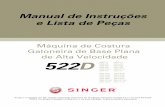 Singer 522D Galoneira Base Plana | Manual de Instruções e ... · 3.1 Diagrama de Corte do Tampo da Mesa 5 3.2 Instalação dos Componentes de Suporte do Cabeçote 3.3 Lubriﬁcação