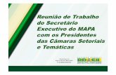Reunião de Trabalho do Secretário Executivo do MAPA com ... · Desobstruir os recursos prometidos em orçamento, de forma a liberá-los em consonância com o calendário agrícola.