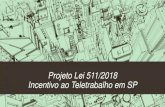 Projeto Lei 511/2018 Incentivo ao Teletrabalho em SP · • WRI Brasil Cidades Sustentáveis ... • Sobratt – Sociedade Brasileira de Teletrabalho e Teleatividades ... desconto