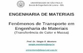 ENGENHARIA DE MATERIAIS Fenômenos de Transporte em ...sistemas.eel.usp.br/docentes/arquivos/5022779/LOM3083/AULA 1-2... · Um alto valor de condutividade indica que o material é