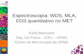 Espectroscopia: WDS, MLA, EDS quantitativo no MET · • análise qualitativa, semiquantitativa e “quantitativa” de elementos químicos ... 2 Cu 2.500E-08 20815.0 139.7 122.0
