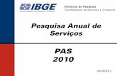 Pesquisa Anual de Serviços - ww2.ibge.gov.br · Atividades destacadas - 2010/2007 •Transporte aéreo: em 2009-2010, cresceu 45,7% •Melhor recuperação da receita (biênio 2009-2010):