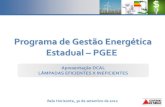 Programa de Gestão Energética Estadual PGEEcompras.mg.gov.br/images/Legislacao/Energia_Elétrica/programa-de... · Alta Pressão Vapor Metálico X Vapor de Sódio Agenda das Lâmpadas