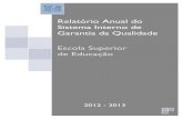 Relatório Anual do Sistema Interno de Garantia da Qualidade · Relatório Anual do Sistema Interno de Garantia da Qualidade Escola Superior de Educação 2012 - 2013