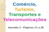 Comércio, Turismo, Transportes e Telecomunicaçõessistema.deltacolegio.com.br/upload/0406201404656_comturtrans.pdf · Tipos de Turismo: Lazer, ecoturismo e de negócios. TRANSPORTES.