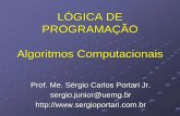 LÓGICA DE PROGRAMAÇÃO - sergioportari.com.br · Algoritmos Computacionais Vimos que o algoritmo é uma seqüência de instruções, onde cada instrução representa uma AÇÃO