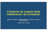 Fracturas de meseta tibial Clasificación de Schatzker. · •Tipo VI (20%): fractura bicondíleas con separación metafisodiafisaria; lesión conminuta con trazo transverso subcondilar,