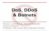 DoS, DDoS & Botnets - gta.ufrj.br · A vantagem é que é necessário gerar menos volume de ataque do que um ataque de consumo de banda, uma vez que ao invés de utilizar a força
