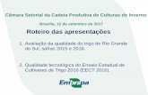 Brasília, 12 de setembro de 2017 Roteiro das apresentações · Câmara Setorial da Cadeia Produtiva de Culturas de Inverno 1. Avaliação da qualidade do trigo do Rio Grande do