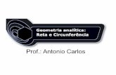 Prof.: Antonio Carlos · Reta e Circunferência Prof.: Antonio Carlos. Distância entre dois pontos Os pontos A(0,8), B(12,13) e C(12,8) ... Posição relativa entre um ponto e uma