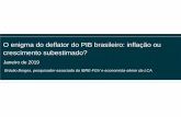 O enigma do deflator do PIB brasileiro: inflação ou ... · Memo: não é o que acontece com CPI vs PCE deflator nos EUA... - Apenas uma pequena diferença se explica por taxas de