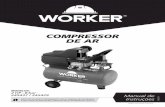 COMPRESSOR DE AR - WORKERO Compressor de Ar WORKER pode ser utilizado para trabalhos de pintura com pistola de baixa produção e inflagens em geral, incluindo calibragem de pneus