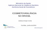 Cosmetovigilância no Brasil · 2014-06-24 · Agência Nacional de Vigilância Sanitária Ministério da Saúde Agência Nacional de Vigilância Sanitária Gerência-Geral de Cosméticos