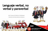 Lenguaje verbal, no verbal y paraverbal · Lenguaje verbal, no verbal y paraverbal MISS CAROLINA ESPÍNDOLA MARAMBIO. TEACHER CRISTIAN MORALES MORALES.