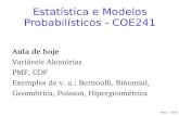 Estatística e Modelos Probabilísticos - COE241classes/est-prob-2019/slides/aula_4.pdf · 2019-08-21 · Rosa – 2019 Estatística e Modelos Probabilísticos - COE241 Aula de hoje