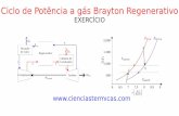 Ciclo de Potência a gás Brayton Regenerativo · Ar entra no compressor de um ciclo regenerativo a ar padrão Brayton com fluxo volumétrico de 75[m3/s] a Ibar e 290K. A razão de