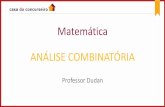 Matemática ANÁLISE COMBINATÓRIA · Análise Combinatória . Exemplo . Durante a Copa do Mundo, que foi disputada por 24 países, as tampinhas de Coca-Cola traziam palpites sobre