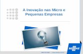 A Inovação nas Micro e Pequenas Empresas · A Inovação nas Micro e Pequenas Empresas. 0800 570 0800 / O Brasileiro é Empreendedor Fonte:GEM 2010 ... O Brasil e o G-20 União