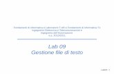 Lab 09 Gestione file di testo - unibo.it · 2016-05-02 · BreakingWaves Odeon 15-19-23 sale.txt: Capitol 6.00 Fellini 5.50 Modernissimo 6.00 Nosadella 6.50. Lab15 15 Esercizio 3
