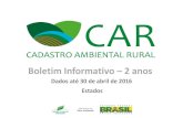 Boletim Informativo 2 anos - Instituto Ambiental do Paraná · Boletim Informativo – 2 anos Dados até 30 de abril de 2016 Estados. DILMA VANA ROUSSEFF Presidenta da República