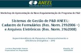 Regulamentação do Programa de Pesquisa e ... ANEEL PeD 03-MAR...Eficiência Energética – SPE Sistemas de Gestão de P&D ANEEL: Cadastro de Formulários (Res. Norm. 219/2006 ~)