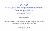 Aula 2 Evolução em Populações finitas: Deriva genética · 2019-09-10 · Aula 2 Evolução em Populações finitas: Deriva genética Bio 0208 - 2019 Diogo Meyer Departamento