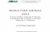 BOLETIM GERAL 003 - seduc.ro.gov.br · 26 de Maio a 05 de Junho de 2016 BOLETIM GERAL 003 Porto Velho, Itapuã D´Oeste, Candeias do Jamari, Triunfo, Nazaré e Calama. 27/05/2016