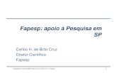 Fapesp: apoio à Pesquisaà Pesquisa em · FAPESP 1947: Constituição Paulista, Art. 123 – "O amparo à pesquisa científicaserá propiciado pelo Estado, por intermédio de uma