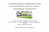 CAMPEONATO BRASILEIRO DE FUTEBOL DE PC 2019 SEGUNDA … · A hospedagem está garantida para o período máximo de 13 a 18 de abril de 2019. Horário check-in** (entrada): a partir