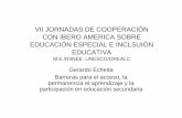 VII JORNADAS DE COOPERACIÓN CON IBERO AMERICA SOBRE …f15e6a9e... · inclusiva, más que un tema marginal que trata sobre cómo integrar a ciertos estudiantes a la enseñanza convencional,
