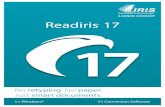 Readiris 17...Primeiros passos, à Base de conhecimento, assistência I.R.I.S., etc. Apresentar o Readiris O Readiris é o principal software de reconhecimento de documentos da I.R.I.S.