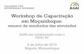 Workshop de Capacitação em Moçambique · # Inquérito Anual " Minimamente repetir as questões do censo " Avaliar a possibilidade de, em parceria com INE, e em consulta com os